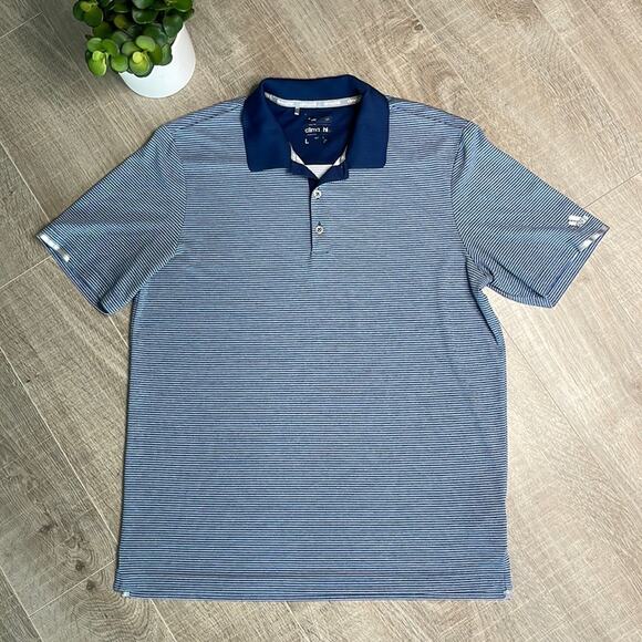 ADIDAS CLIMACHILL Blue White Striped Short Sleeve Golf Polo Men’s Size Large - Picture 1 of 7